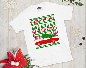 Corvair Late Model Sedan Ugly Christmas Sweater Style Camiseta de manga corta