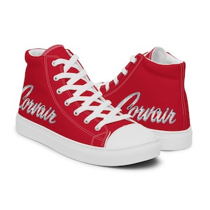 Corvair Script Red Mens high top canvas shoes image 1