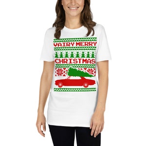 Corvair Late Model Sedan Ugly Christmas Sweater Style Short-Sleeve T-Shirt image 7