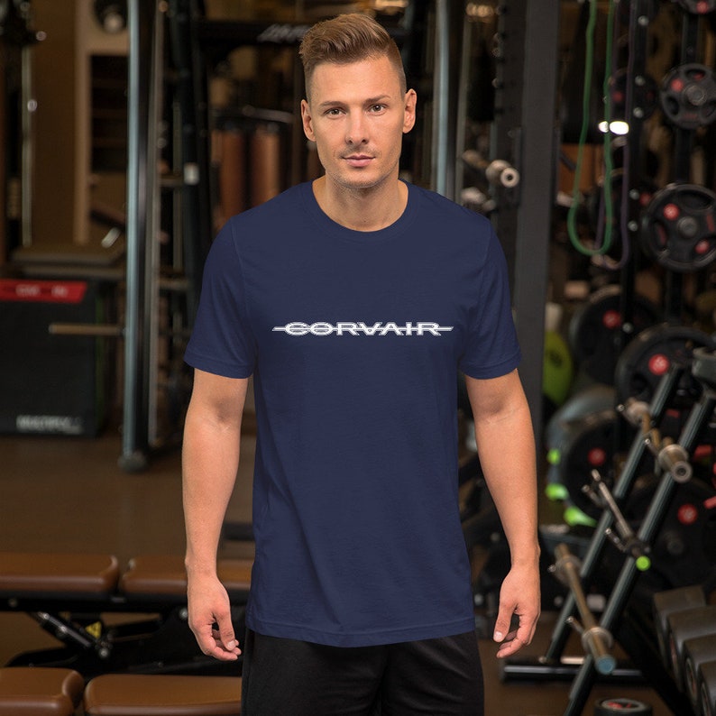 Corvair Script EM Short-Sleeve Unisex T-Shirt Navy