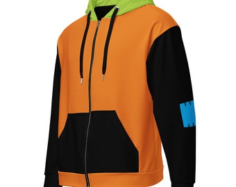 Goofy Inspired Disneybound (with blue patch on sleeve) Unisex zip hoodie