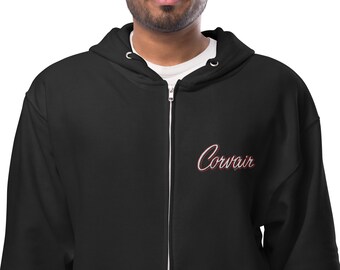 Sudadera con cremallera con cremallera Corvair Script Corvair bordado Unisex