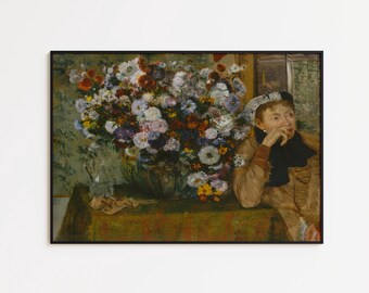 Lámina artística de Edgar Degas: Mujer con flores, póster de bellas artes
