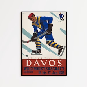 Vintage Ice Hockey Art Print: Davos Weltmeisterschaft 1935