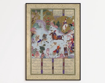 Tahmuras Defeats the Divs: Shahnameh Islamic Art Print