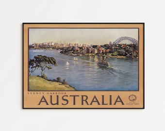 Sydney Vintage Travel Poster: Australia Art Print, Ready to Hang