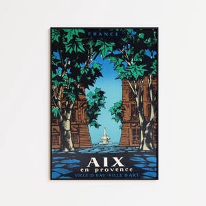 Póster de viaje vintage de Aix-en-Provence: Lámina decorativa para pared de Francia