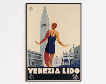 Venezia Lido Vintage Travel Poster Print: Italian Wall Art