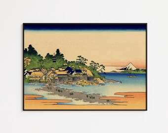浮世絵版画 葛飾北斎「相模国江ノ島からの眺め」 - Etsy 日本