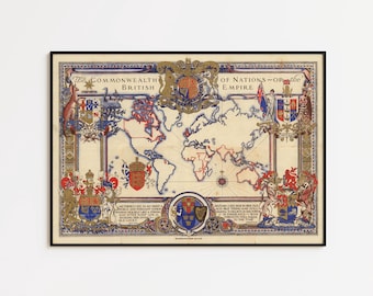 Karta över det brittiska imperiet: Vintage väggdekoration affisch