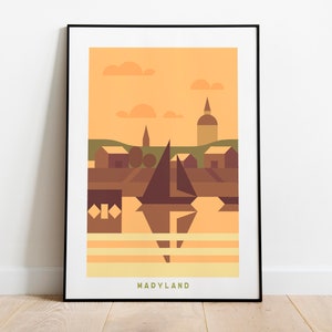 Impresión minimalista de carteles de viaje de Maryland/ Decoración de pared de lienzo de arte/ Impresión de arte enmarcada/ Decoración de pared impresa/ Arte de pared de Maryland