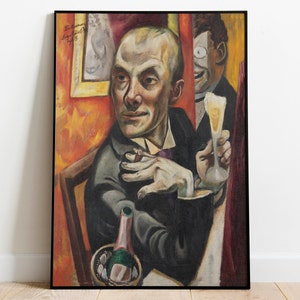 Self Portrait with Champagne Glass by Max Beckmann| Wall Decor Art Poster| Framed Print| Art Canvas| Wall Art Print| Poster | Art Wall Decor