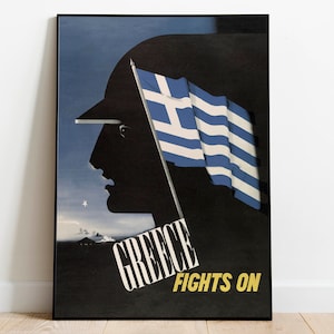World War 2 Propaganda Poster| Poster Vintage| Canvas Print Wall Art| Framed Art Print| WW2 Wall Prints| Poster Print| Greece Wall Art Print