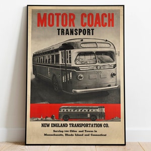 Vintage Bus Werbung Poster Art Gerahmter Kunstdruck Wand-Dekor Retro Art Print Einweihungsparty Geschenk Leinwand Wandkunst