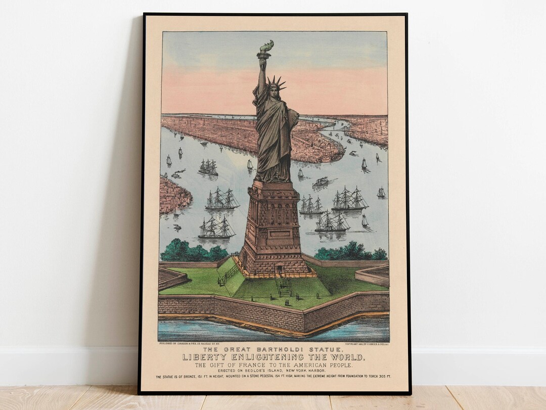Statue of Liberty Vintage Travel Poster: New York Wall Art Print - Etsy