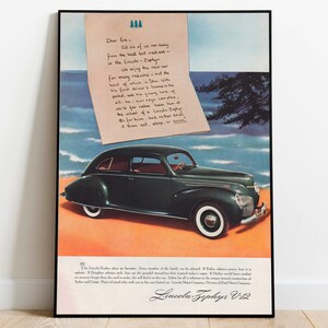 Póster de publicidad de coches Vintage, arte enmarcado, decoración de pared, impresión de arte Retro, regalo de inauguración de la casa, lienzo, arte de pared