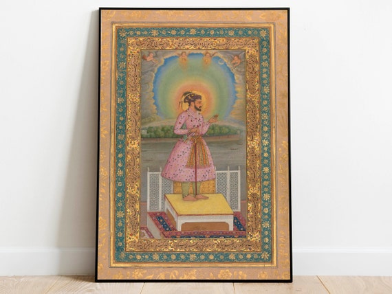 Shah Jahan Mughal Painting Art Print: Islamic Wall Decor