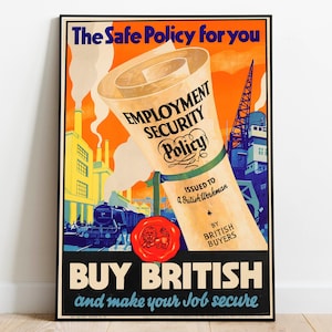 Cartel vintage de Inglaterra/ Gran Bretaña década de 1930/ Carteles de propaganda/ Arte de carteles/ Impresiones de arte de pared/ Cartel Art Déco/ Impresiones publicitarias vintage