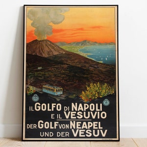 Napoli Kunstdruck | Vintage Kunstdruck | Italien Retro Wandposter| Leinwanddruck | Aufhänger Gerahmt| Posterdruck | Gerahmter Werbedruck