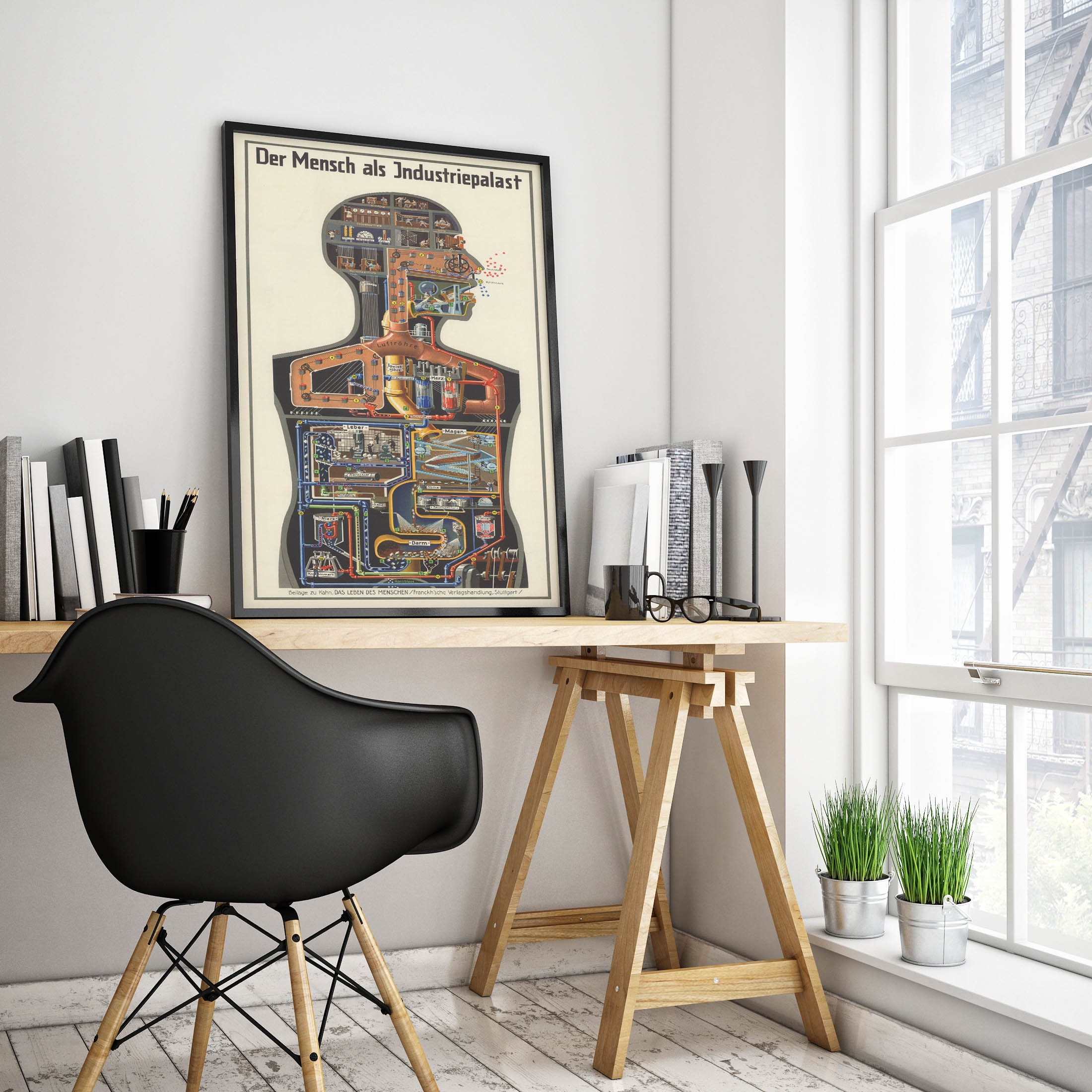 Retro Poster Illustrated Human Body as Industrial Palace Framed Art Print  Wall Decor Canvas Wall Art Poster for Entryway Wall Art - Etsy