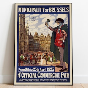 Brussels Poster Vintage| Belgium Vintage Travel Poster| Framed Art| Wall Art Canvas| Poster Art| Wall Art Prints| Poster Print