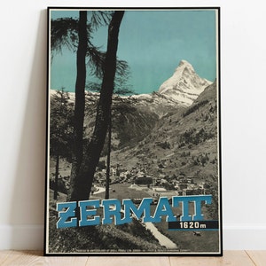 Zermatt, Switzerland Vintage Travel Poster| Prints Wall Art| Canvas Print Wall Art| Hanger Framed Print| Framed Art Prints| Poster Print