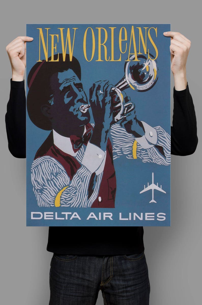 New Orleans Poster Vintage Travel Print Travel Poster New Etsy