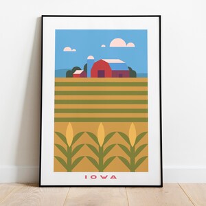 Minimalist Iowa Travel Poster Print| Art Canvas Wall Decor| Framed Art Print| Print Wall Decor| Iowa Wall Art