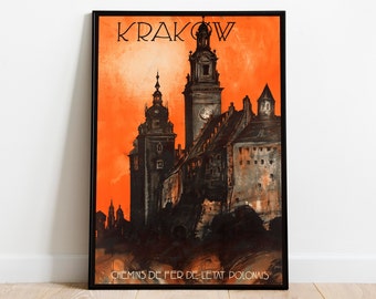 Krakow Poster Vintage| Framed Art| Poland Vintage Travel Poster| Canvas Print Wall Art| Wall Prints| Poster Art| Wall Art Decor