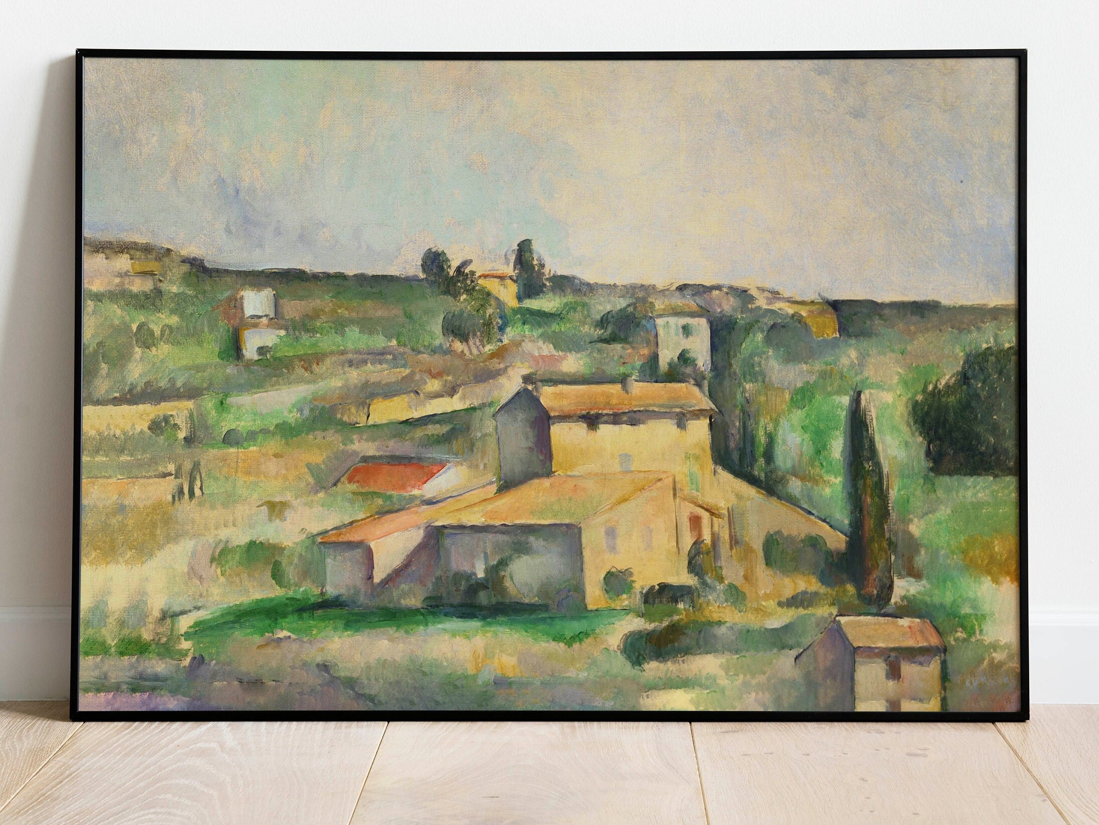 絵画 ポール・セザンヌ「ベルビューの野原」アートプリント：印象派の風景画