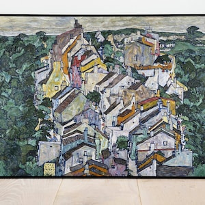 Town Among Greenery by Egon Schiele | Wall Decor Art Poster| Framed Art Print| Art Canvas| Wall Art Print| Poster Print| Art Wall Decor