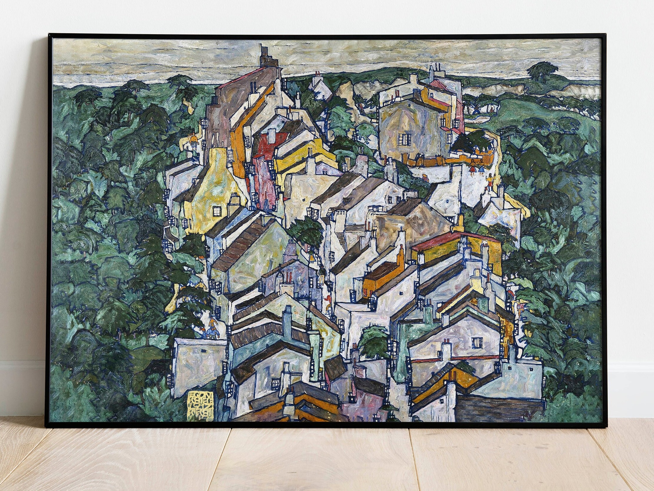 Town Among Greenery by Egon Schiele | Wall Decor Art Poster