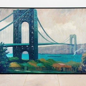 George Washington Bridge by Sidney M.Wiggins| Wall Decor Art Poster| Framed Art Print| Art Canvas| Wall Art Print| Poster Print