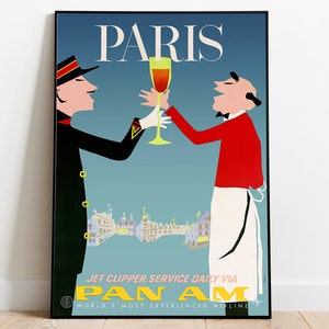 Paris Travel Poster| Vintage Travel Print| France Wall Art Print| Canvas Print Wall Decor| Hanger Framed Print| Poster Print