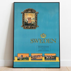Sweden Travel Poster| Vintage Travel Print| Sweden Wall Art Print| Canvas Print Wall Decor| Hanger Framed Print| Poster Print