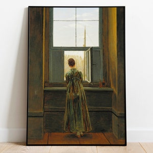 Woman at Window by Caspar David Friedrich| Wall Decor Art Poster| Framed Art Print| Art Canvas| Wall Art Print| Poster Print| Art Wall Decor