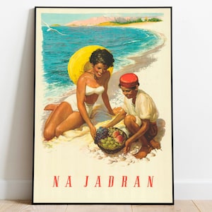Adriatic Jugoslavia Travel Poster| Poster Print| Framed Art Prints| Jugoslavia Wall Poster| Canvas Print Wall Decor| Wall Prints