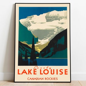 Lake Louise Poster Vintage| Framed Art| Canada Vintage Travel Poster| Canvas Print Wall Art| Wall Prints| Poster Art| Wall Art Decor