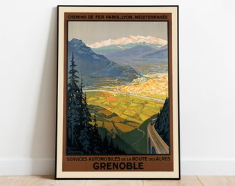 Grenoble Poster Print| Wall Art Prints| Hanger Framed Print| Art Canvas for Wall Decor| Poster Vintage| Framed Art| Prints Wall Decor