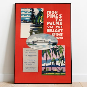 Hell Gate Bridge Wall Art Print| Vintage Poster Art| New York Travel Print| Canvas Print Wall Art| Framed Art Print| Poster Print