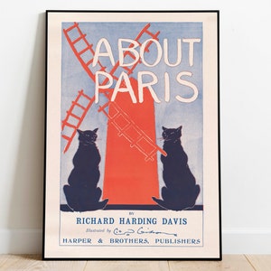 Paris Vintage Wall Art Print Framed Art for Living Room Retro Poster Art Home Wall Art Canvas Painting Wall Decor