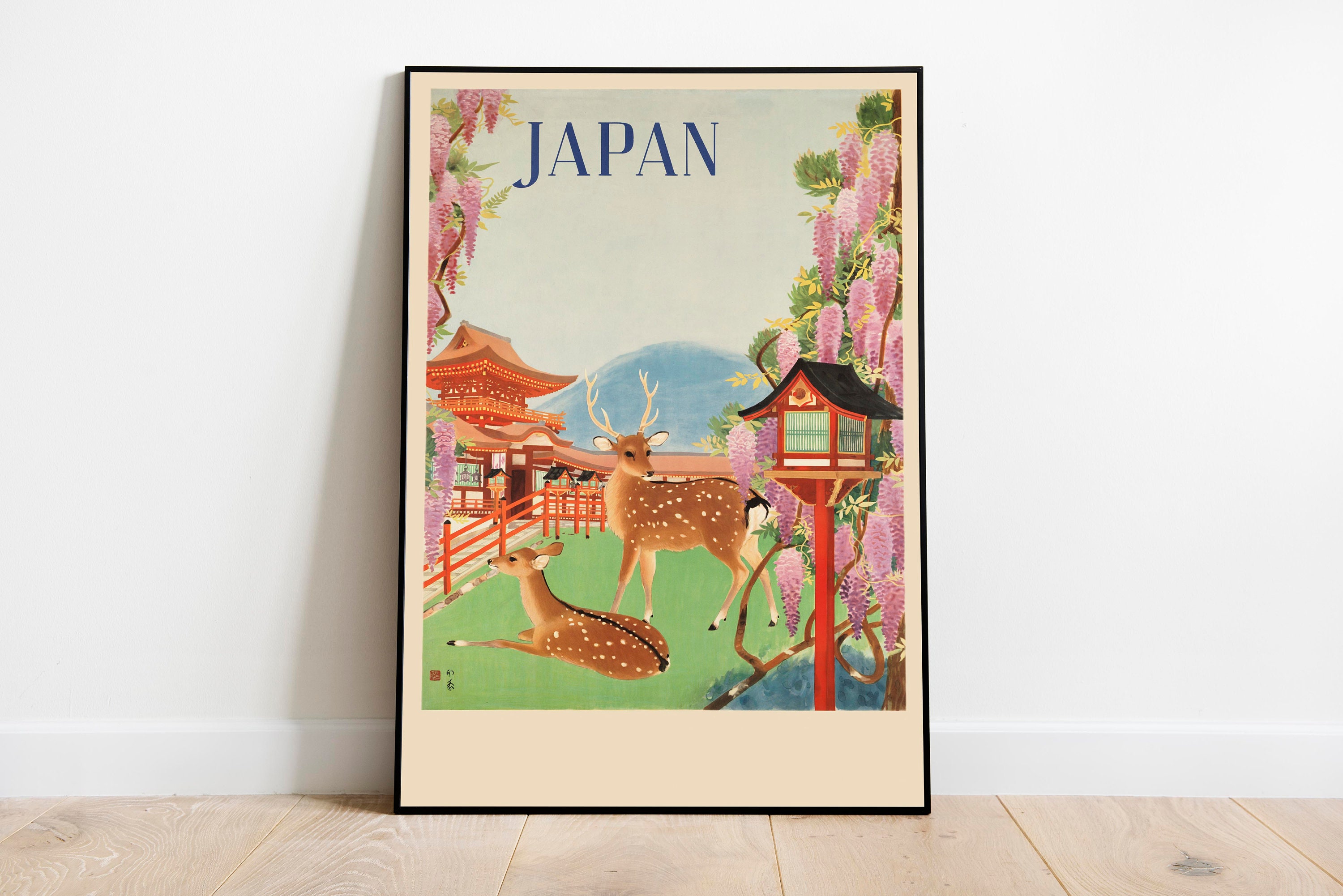 Japan Poster Art Japan Vintage Travel Poster Framed Art Etsy