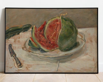 Max Slevogt Watermelon Still Life Art Print: Kitchen Wall Decor