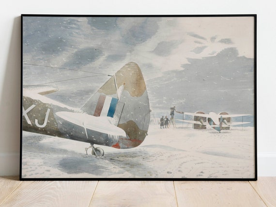 エリック・ラヴィリアス「航空機の除氷」アートプリント：航空壁装飾