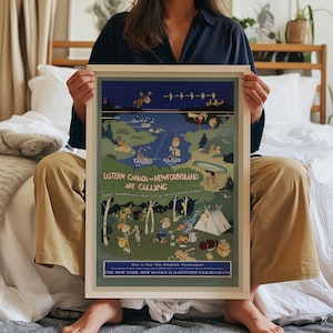 Póster de viaje vintage del este de Canadá y Terranova - Lámina enmarcada imagen 2