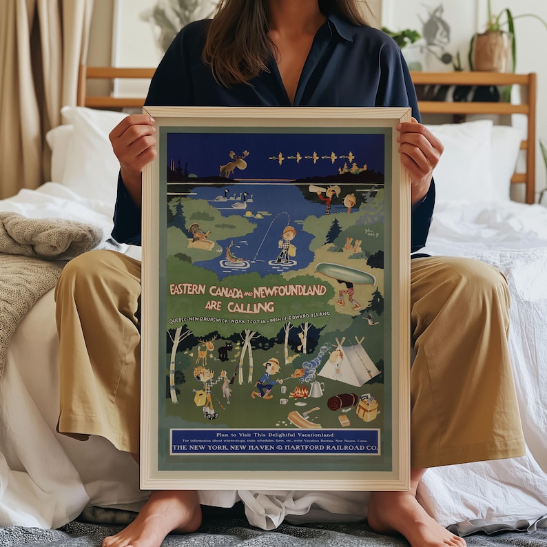Póster de viaje vintage del este de Canadá y Terranova - Lámina enmarcada imagen 2