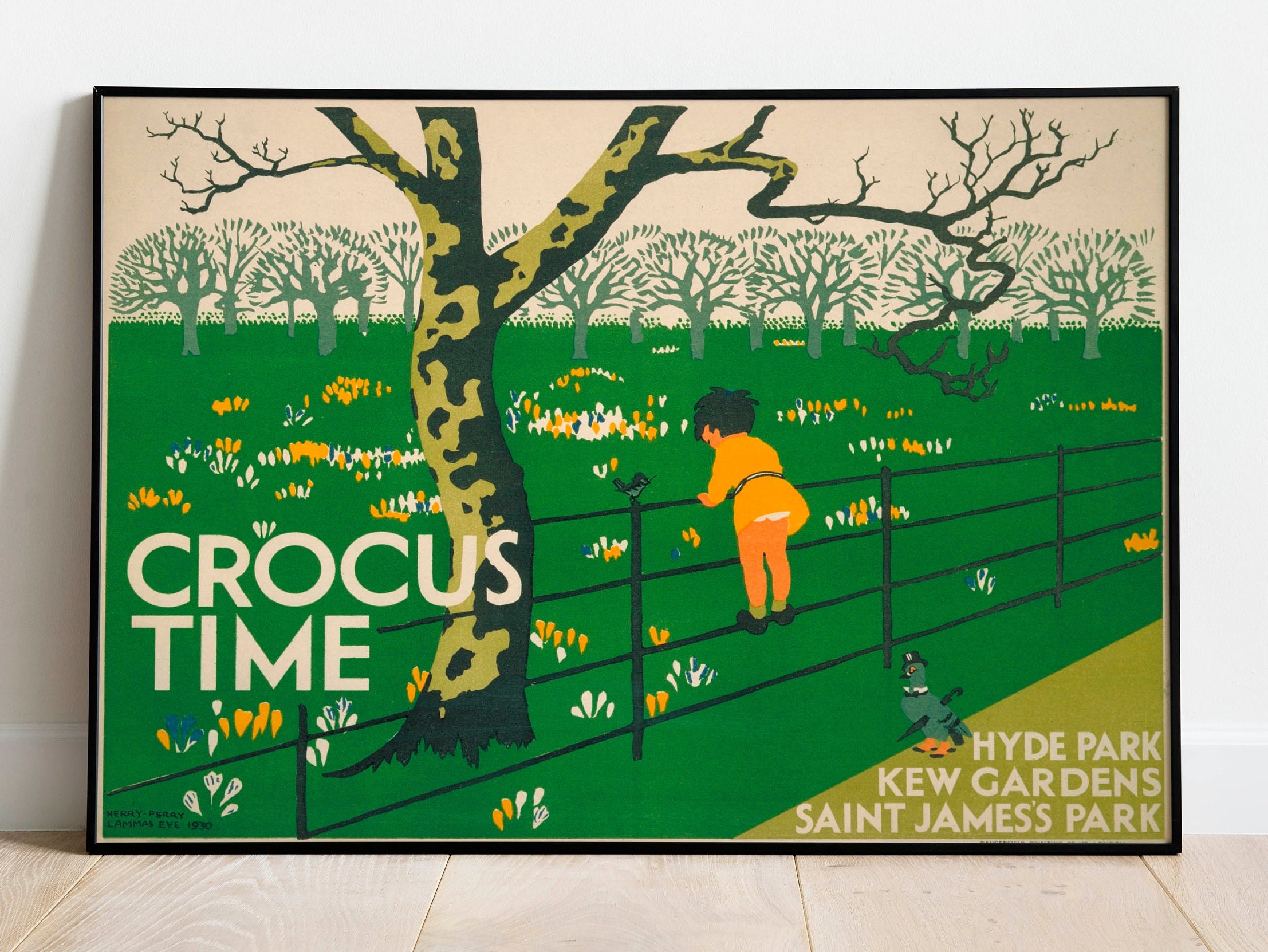 Hyde Park 'crocus Time' Vintage Art Print: Framed Canvas Wall