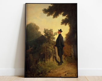 Rosenliebhaber von Carl Spitzweg| Wanddekoration Kunst Poster | Gerahmter Kunstdruck| Kunst Leinwand| Wand Kunstdruck | Posterdruck | Kunst Wand Dekor