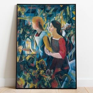 Two Girls by August Macke| Wall Decor Art Poster| Framed Art Print| Art Canvas| Wall Art Print| Poster Print| Art Wall Decor
