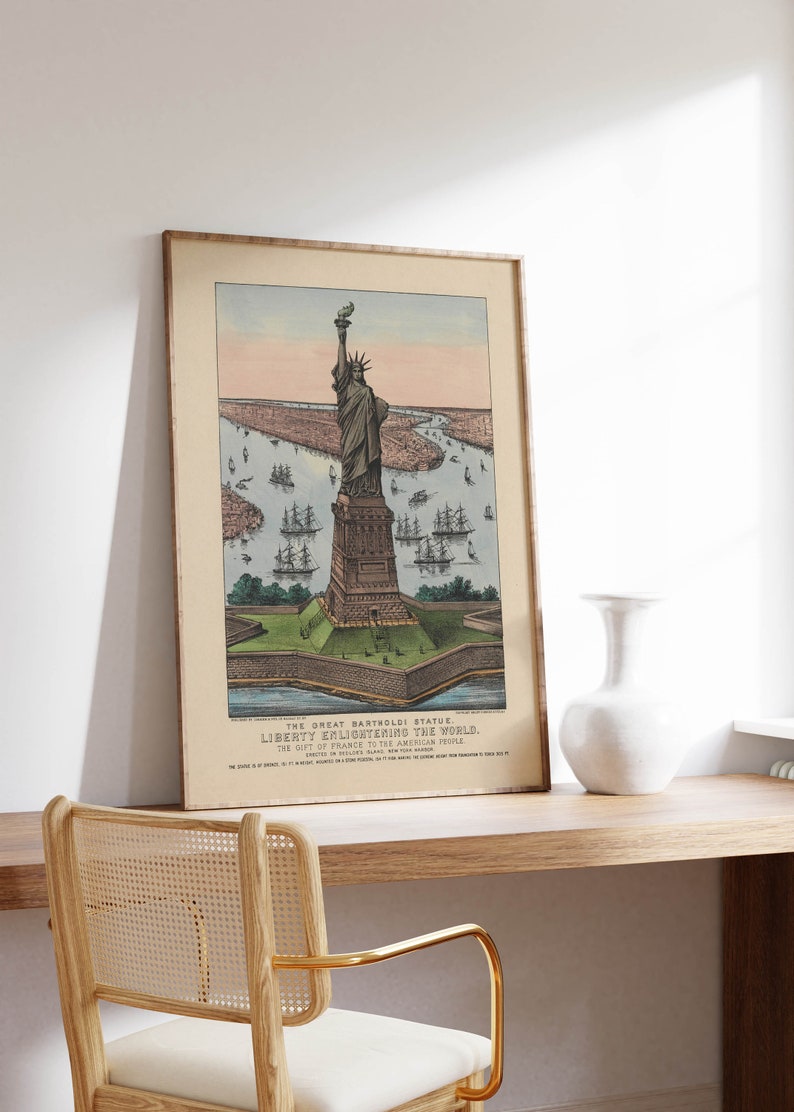 Statue of Liberty Vintage Travel Poster: New York Wall Art Print - Etsy